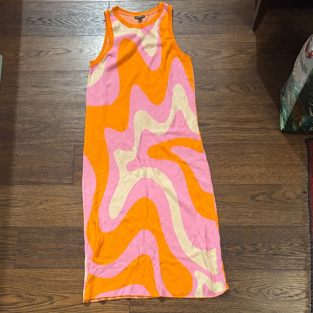 Wild Fable Orange and Pink Midi Dress
